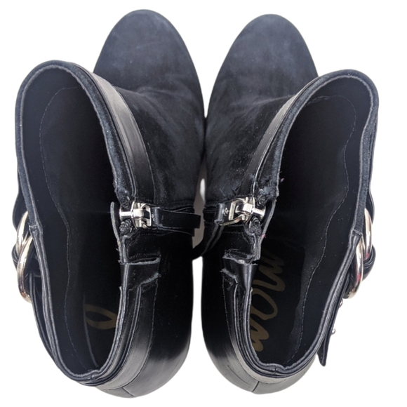 Sam Edelman Shaleigh Leather Ankle Boots 10 Black Booties Block Heel - Picture 11 of 16